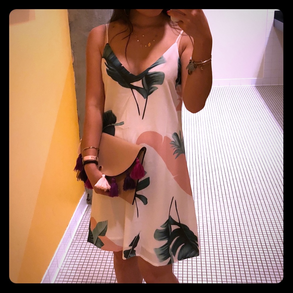 Palm leaf print dress